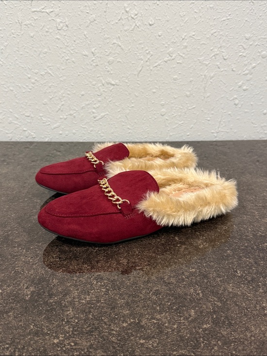 a new day Shoes - A New Day Rebe Women's Faux-Fur Lined Burgundy Slip-On Loafer Size 5.5